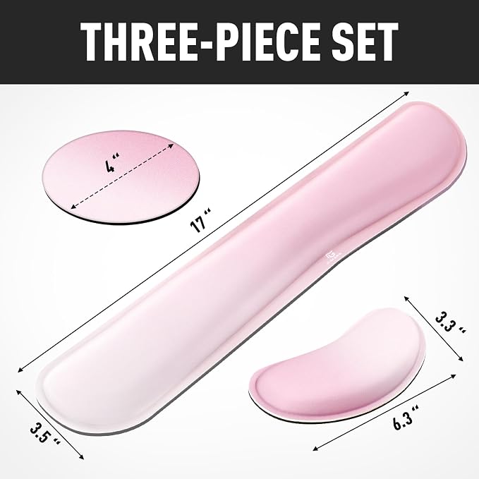 Gimars Upgrade Enlarge Silky Gel Memory Foam Keyboard Wrist Rest, Wrist Rest for Computer Keyboard, Ergonomic Mouse pad Rests for Typing Pain Relief, Wrist Support for Office, Gaming, Pink Gradient