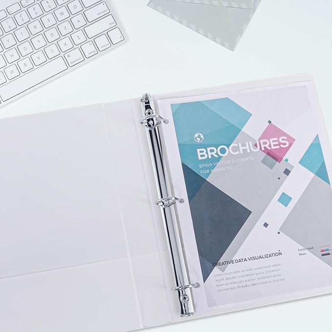 3 Ring Binder 1 Inch, ViVin Sturdy 1"-Slant D Ring Binder with 2 Interior Pockets, Clear View Cover, PVC-Free, Fits 225 Sheets of US Letter Size Paper (12 Pack, White)