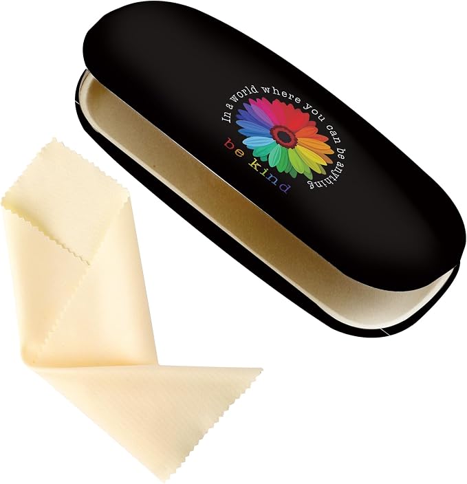Glasses Case Hard Shell,Portable Protective Eyeglasses Case, Eyeglass Holder Box with Cleaning Cloth, for men women