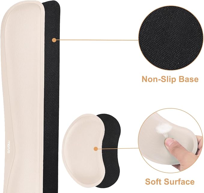 MOSISO Keyboard Mouse Pad Set, Gaming Mouse Pad&Keyboard Wrist Rest | Ergonomic Wristrests with Memory Foam Home Office Easy Typing Cushion Non-Slip Mousepad, Apricot