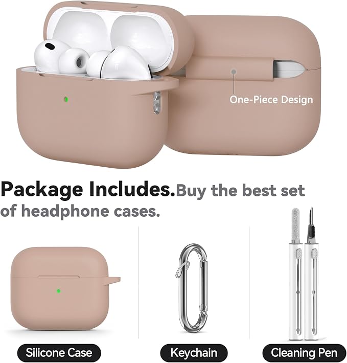 Ljusmicker for AirPods Pro 3 Case 2025 with Cleaner Kit,Brown | Soft Silicone Protective Cover for Apple AirPod Pro 3rd Generation Case with Keychain for Women Men,Shockproof