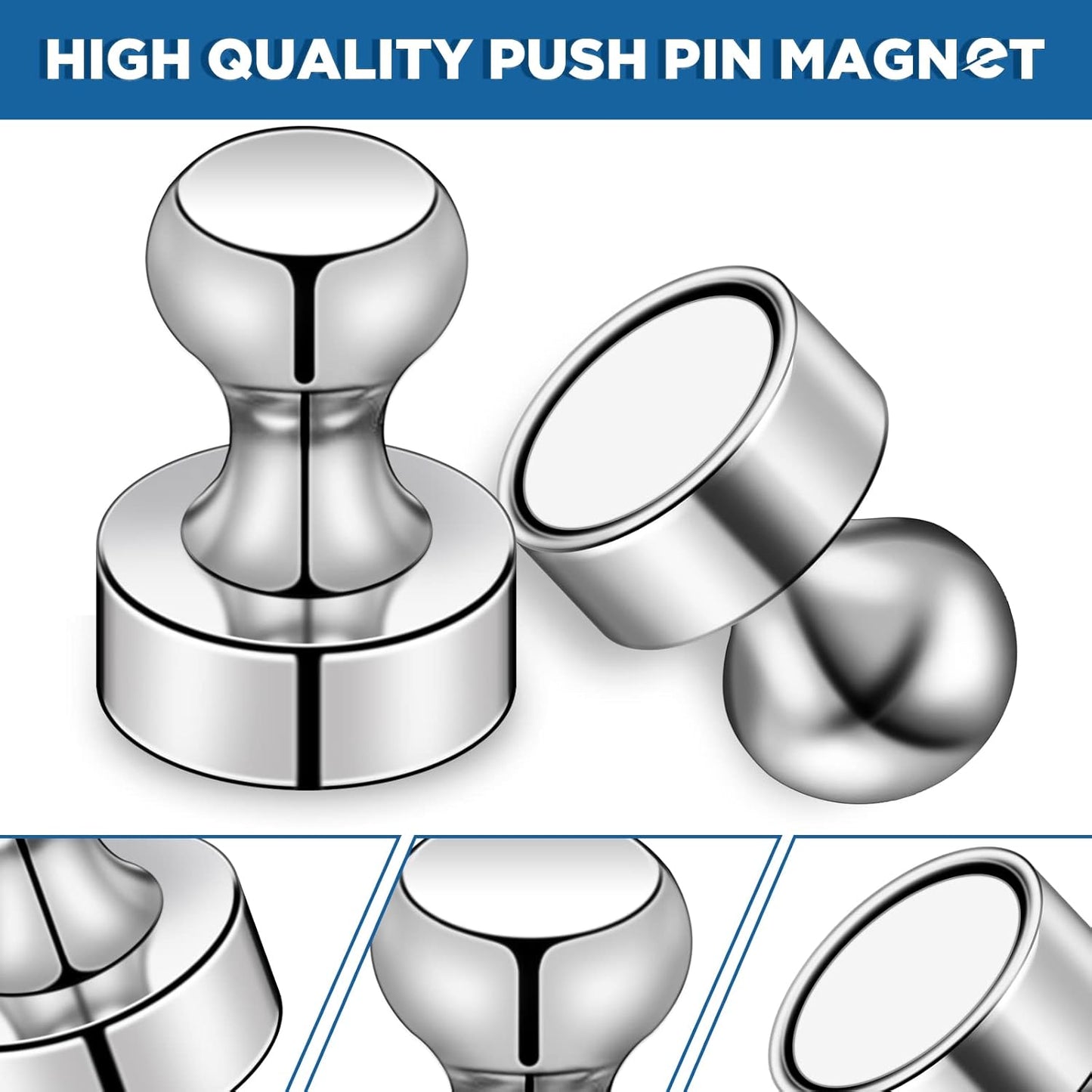 LOVIMAG 30 Pcs Refrigerator Magnets, Fridge Magnets, Strong Whiteboard Magnets, Magnetic Push Pins, Strong Metal Magnets for Fridge, Whiteboard, Office, Classroom, Map, Kitchen