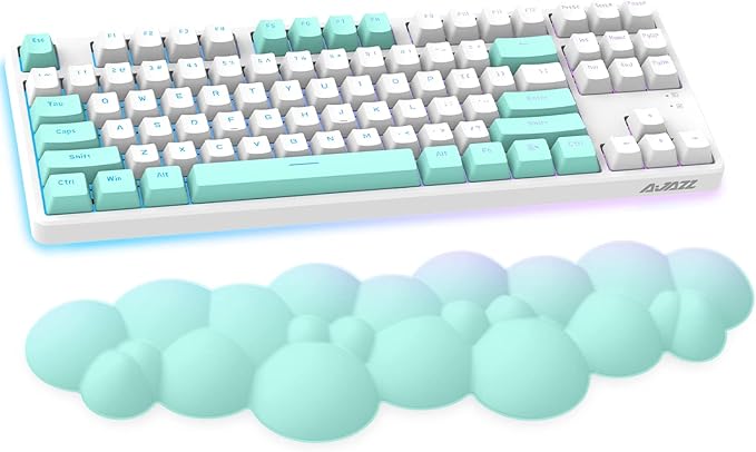 Gaming Keyboard Wrist Rest Pad,Memory Foam Keyboard Palm Rest, Ergonomic Hand Rest,Wrist Rest for Computer Keyboard,Laptop,Mac,Lightweight for Easy Typing Pain Relief (Cyan-Blue)