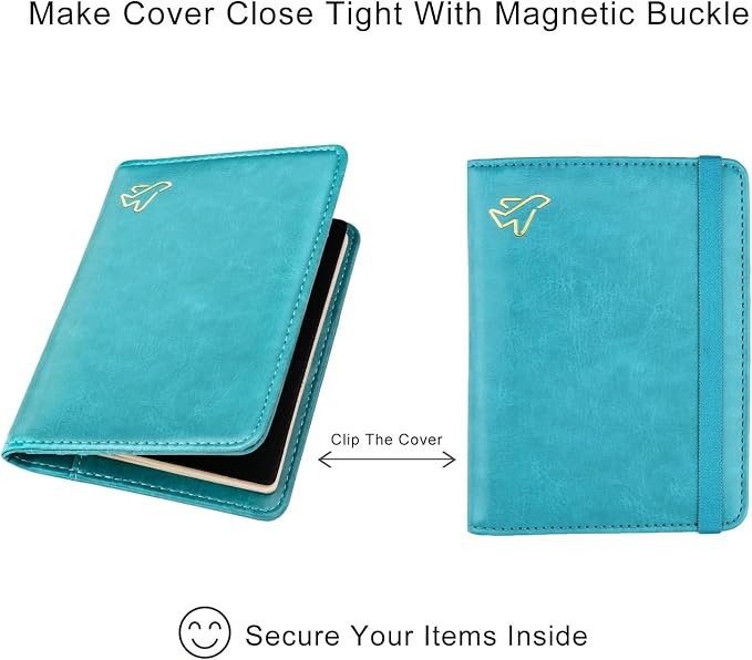 WALNEW Passport Holder for Travel, RFID Passport Wallet, Travel Essentials | PU Leather Passport Cover Case with Pen Holder, Travel Must Haves Accessories, Passport Book Holder for Women