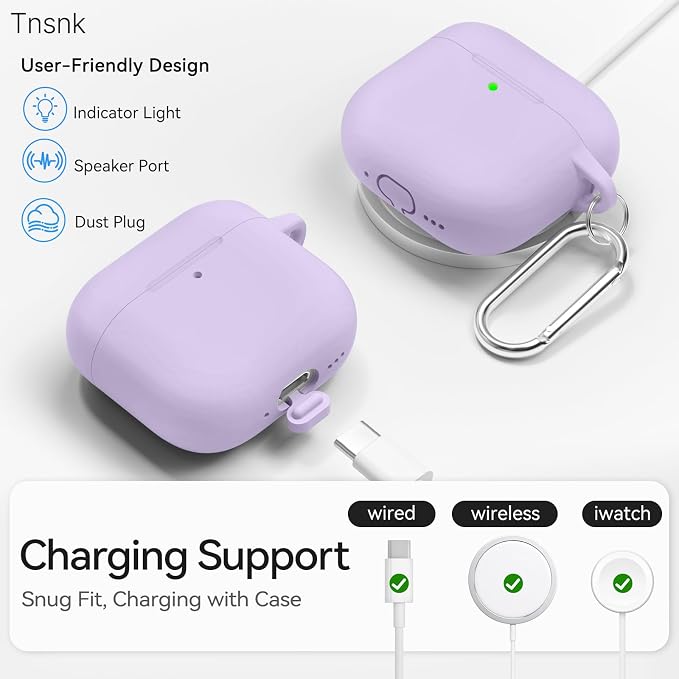 for AirPods 4 Case with Magnetic Cover, TNSNK Silicone AirPod 4 Case Cover Compatible with Apple Airpods 4th Gen 2024, Shockproof Protective Cases for Women Girly with Cleaner Kit and Keychain