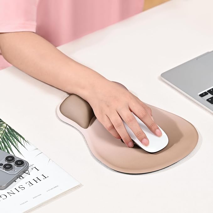 EooCoo Mouse Pad with Gel Wrist Rest, Ergonomic Mousepad Wrist Alignment | Middle Concave Design for Natural Wrist Alignment, Non-Slip Base Mousepad, Carpal Tunnel Relief, Office Desk Accessories