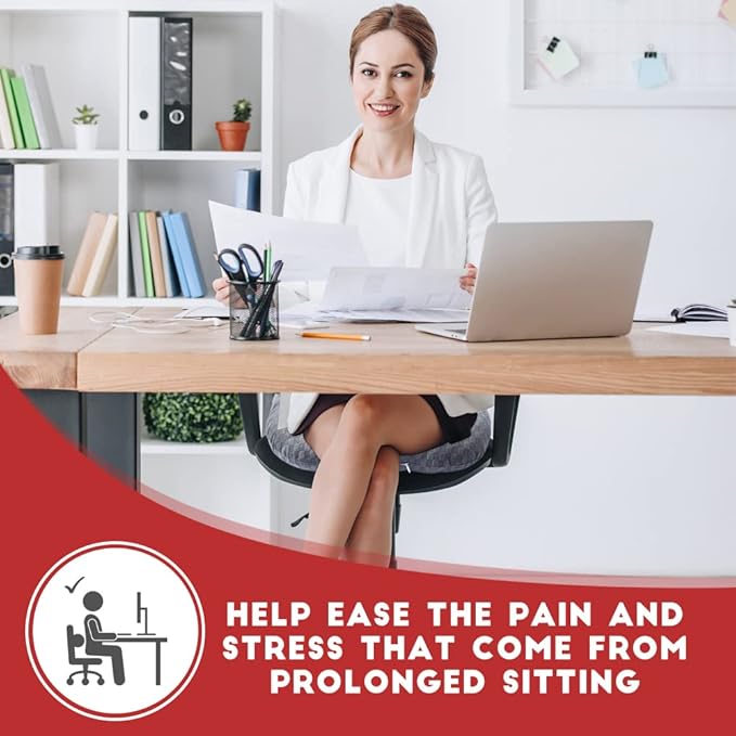 Stuffed Donut Pillow Seat Cushion | for Tailbone and Coccyx Pain, Hemorrhoids, Bed Sores, Pregnancy, Prostate, Surgery Recovery, Sitting Pressure Relief, for Home, Office and Car (Grey)