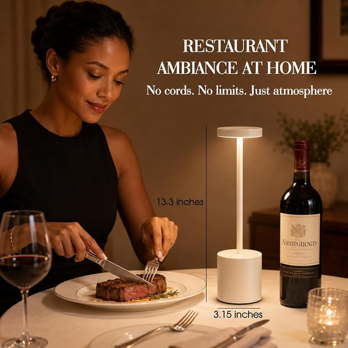 AUDLES White Cordless Table Lamp Set of 2, USB Rechargeable Touch Dimmable | Desk lamp with 3 color temperatures, touch control, USB charging, IP54 rated for bedroom, dorm, office, and nightstand