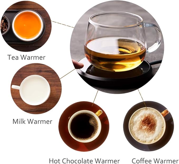 Coffee Mug Warmer Set, Smart Coffee Warmer for Desk Auto Shut Off, Cup Warmer for Office Home Use, 2 Temperature Control Heated, 13.5 oz Flat Bottom Coffee Mug, Gifts for Men, Matte Black