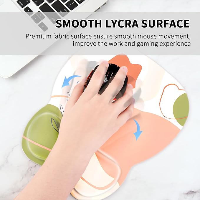 EooCoo Ergonomic Mouse Pad with Wrist Rest, Memory Foam Support Mousepad | Non-Slip Base for Computer, Cafe, Home & Office, 9.64 x 8.26 in Office Desk Accessories, Carpal Tunnel Relief