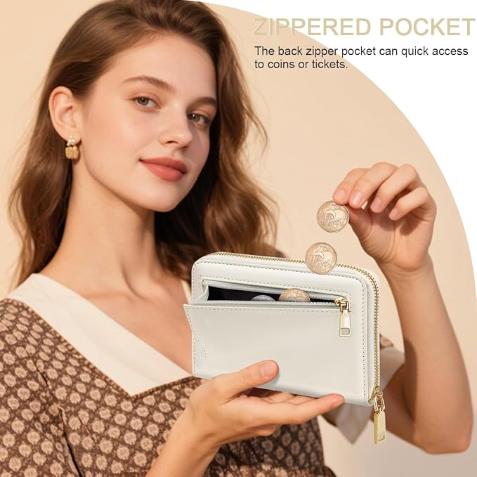 Passport Holder for Travel Personalized Wallet with Wristlet Women | All-in-One Passport Cover, RFID Blocking, Back Coin Pocket, Paper Money Slot, Zipper Closure, Roses Initial Letter, White J