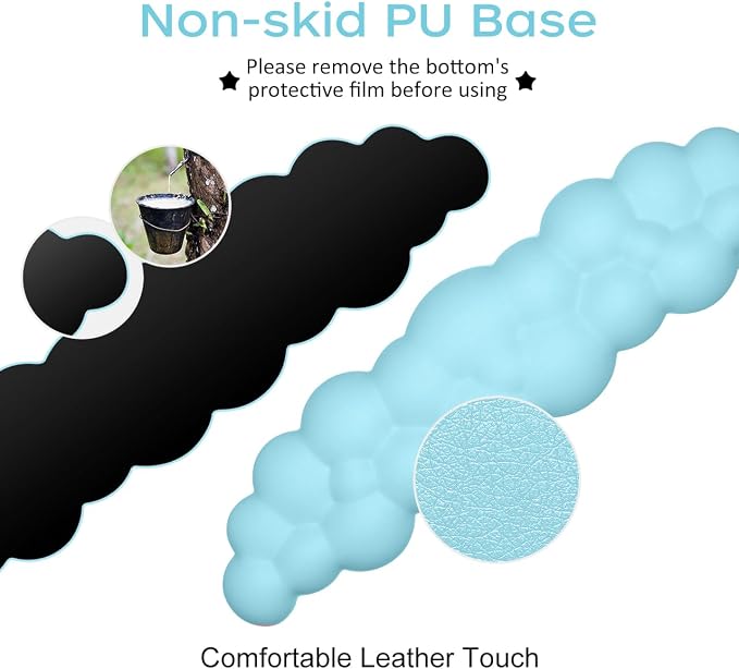 JIKIOU Upgrade Leather Cloud Wrist Rest for Keyboard and Mouse & Cup Pad | Wish Gift-Cute Cloud Shape, Comfortable and don’t Irritate to Skin, Non-Slip PU Base,Soft Memory Foam filled for Pain Relief