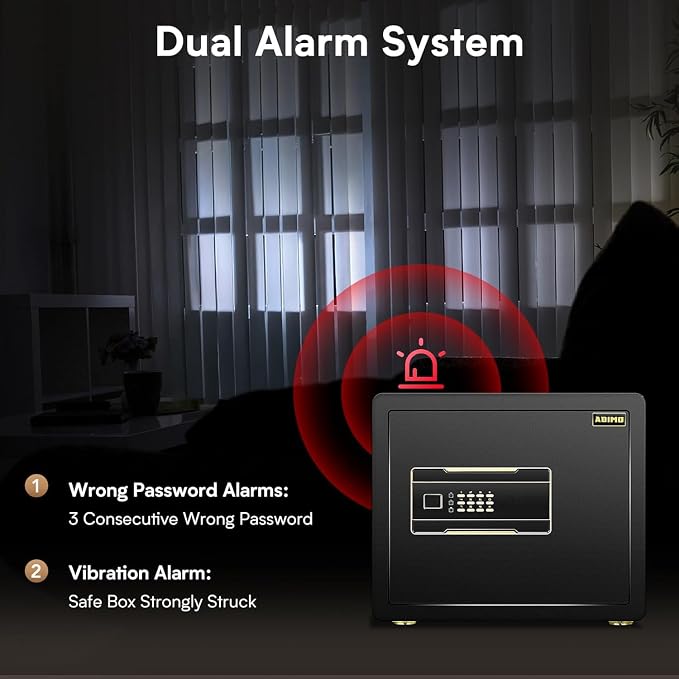Safe Box with Fireproof Waterproof Money Bag, Alloy Steel Home Safe with Digital Keypad, Dual Key Lock, Fireproof Money Bag & LED Light, 1.2 Cuft Personal Document Lock Box for Office Dorm Hotel