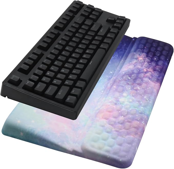 Ergonomic Keyboard Stand with Wrist Rest, Computer Wrist Support Pad | Comfy Tilted Keyboard Riser Holder Wrist Pad for Pain Relief, Soft Memory Foam Desk Cushion for Office Home
