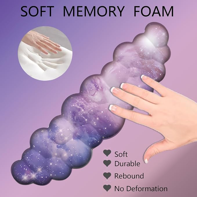Cloud Wrist Rest Keyboard Galaxy Mouse Pad with Wrist Rest Ergonomic Space Wrist Pad Memory Foam Non-Slip Wrist Support for Computer Laptop Gaming Home Office Relief Typing Pain Gradient Pink Purple