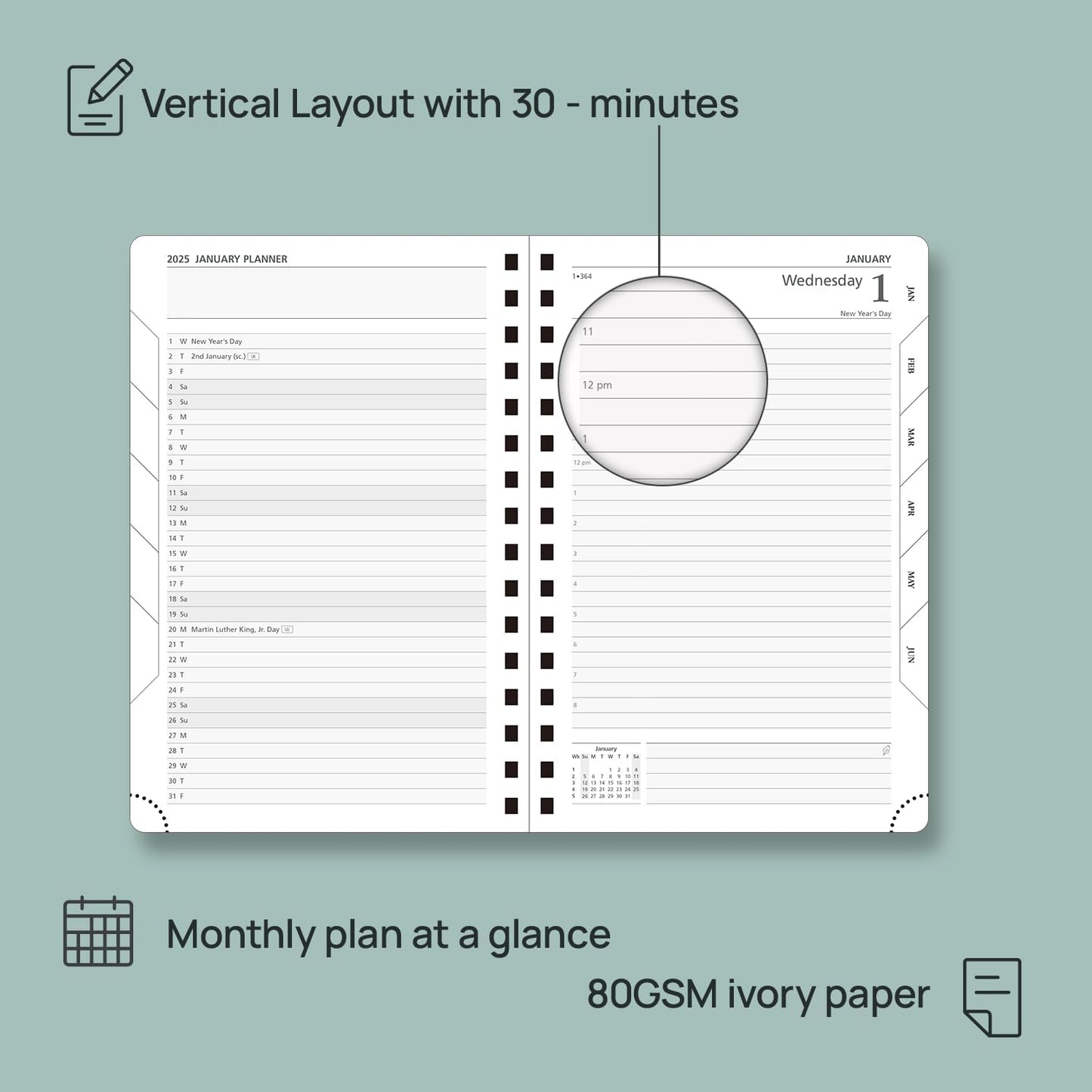 POPRUN Academic Daily Planner 2025-2026 One Page A Day - [5.75" x 8.5"- Spiral Hard Cover], Appointment Book (July 2025 - June 2026) with Monthly Calendar - Orange