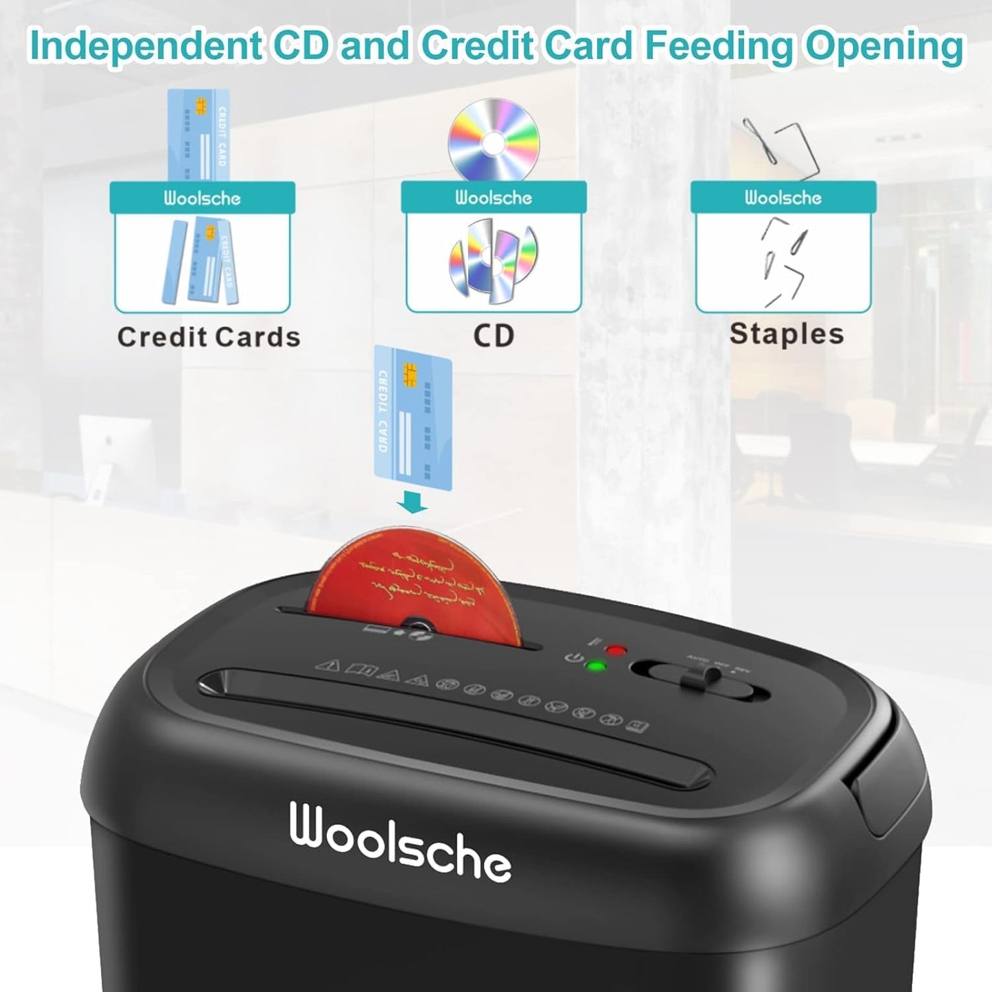 Paper Shredder,14-Sheet Cross Cut with 6.6-Gallon Basket, High Security Level P-4,3-Mode Design Shred Card/CD/Staple/Clip for Office