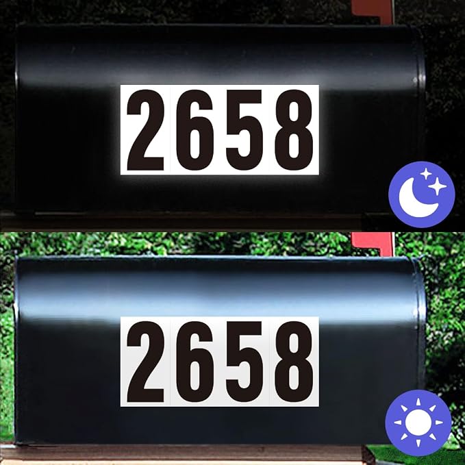 1.5 inch Self Adhesive Numbers for Mailbox, House Numbers, Reflective Mailbox Number, Trash Cans Number, for Outside, 60 PCS (Black/White)