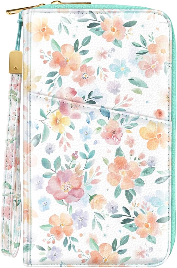 Family Passport Holder Wallet RFID Blocking Document Organizer | PU Leather Mulit-purpose Travel Wallet Credit Cards Case for Women Men,Watercoler Floral