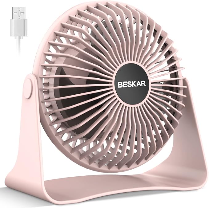 BESKAR USB Clip on Fan, Portable Small Desk Fan with Cord Powered | Quiet Operation and 360°Rotate, Personal Cooling Fan for Home, Office, Bedroom, 3.9 ft Cord
