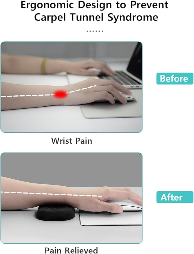 Vaydeer Wrist Rest for Keyboard and Mouse, Computer Ergonomic Wrist Support Pad Set, Soft Memory Foam Arm Cushion for Desk, Palm Hand Office Gaming Laptop Typing-Medium
