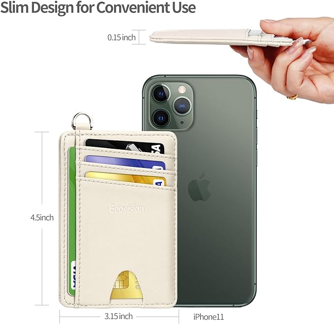 Slim Minimalist Front Pocket Wallet, RFID Blocking Credit Card Holder Wallet with Detachable D-Shackle for Men Women