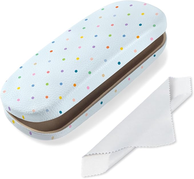 Glasses Case Hard Shell, Cute Sunglasses Case for Women Leather Protective Case for Eyeglass with Cleaning Cloth