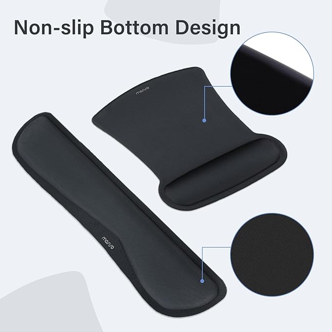 MOSISO Keyboard Mouse Pad Set, Large Gaming Mousepad&Keyboard Wrist Rest&Mouse Wrist Rest&Coaster, Ergonomic Non-Slip Mousepad&Easy Typing Cushion with Memory Foam for Home Office, Slate Gray