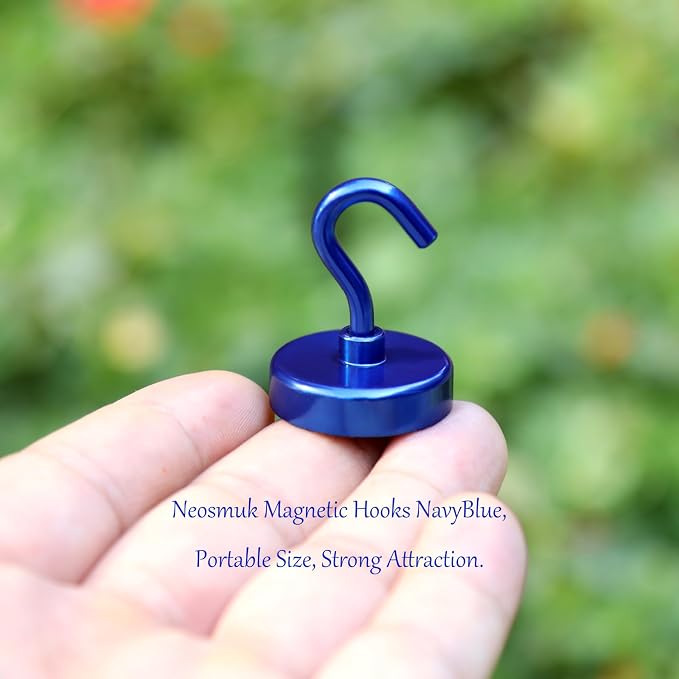 Neosmuk Magnetic Hooks, Heavy Duty 85lb+ Strong Magnet Hook for Cruise Cabins, Cruise Essentials 2026 for Hanging, Metal Wall Refrigerator Hangers (Navyblue, 10 Pack)