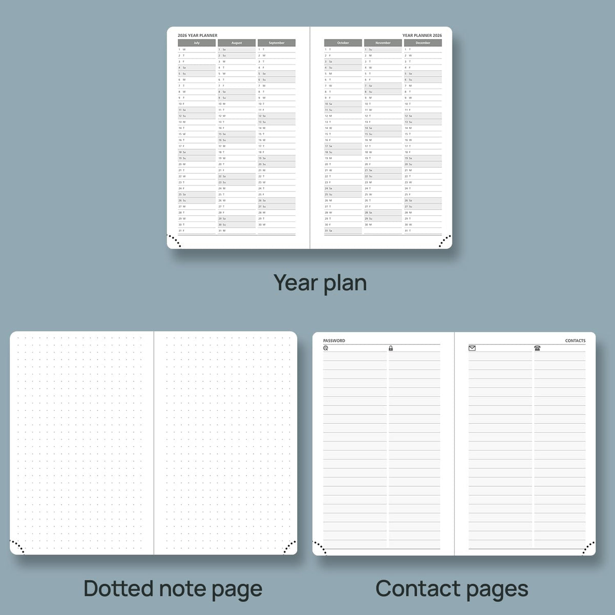 POPRUN Weekly Planner 2026 Pocket Size Calendar (4" x 6.25") 12 Months Notebook with Horizontal Layout, Leather Soft Cover, Inner Pocket, 100GSM Thick Paper, Pen Holder - Soft Pink