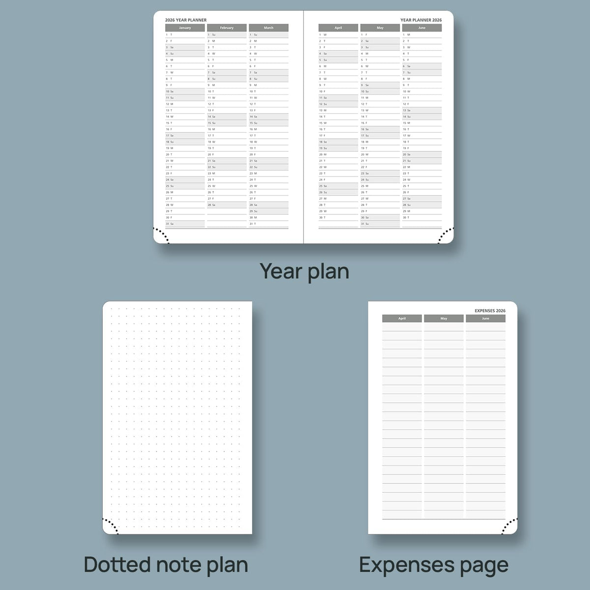 POPRUN 2026 Planner (Pocket Size 4''x 6.25'' Hardcover) - Small Calendar for Purse with Hourly Schedule & Vertical Weekly Layout, Monthly Calendars, 100 GSM - Midnight Green