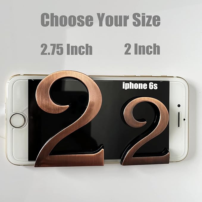 Self Adhesive Mailbox Numbers, 3D Door Address Number Stickers for Aprtment Office Home Room or Outside Business Decorative Project (Copper, 2" - Set of 20)