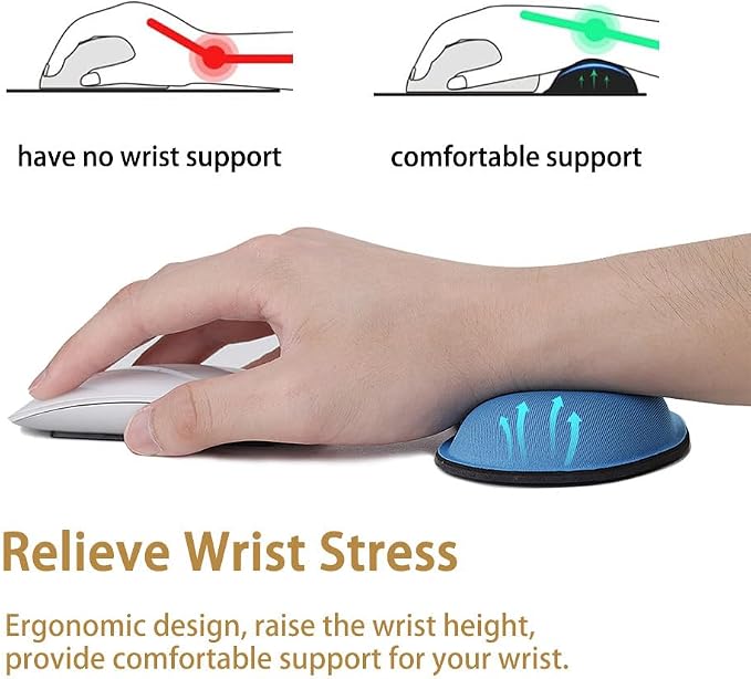 MXCOIRTP Wrist Rest for Mouse, Ergonomic Memory Foam Wrist Cushion Support Pad, Mouse Wrist Pad with Non-Slip Base for Typing Pain Relief, Office, Home, Gaming, Computer, Blue
