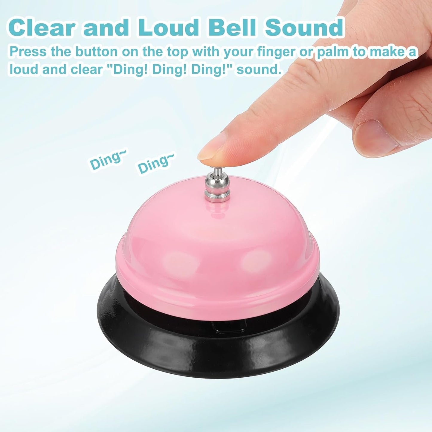 uxcell 2Pcs Desk Service Call Bell, 3.35 Inch Metal Dinner Service Bell Ring for Hotel Restaurant Reception Area and Wedding Party Events, Light Pink