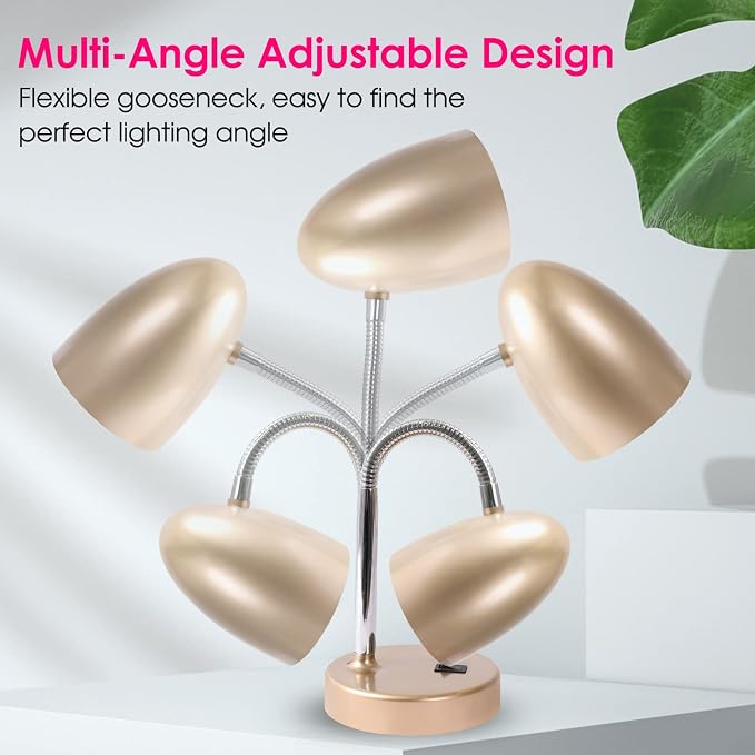 E ENERGETIC LIGHTING LED Desk Lamp, 3.5W 240LM 4000K Cool White Study Lamps for Bedroom and Office, Eye Protection, ETL Listed, Gold Table lamp
