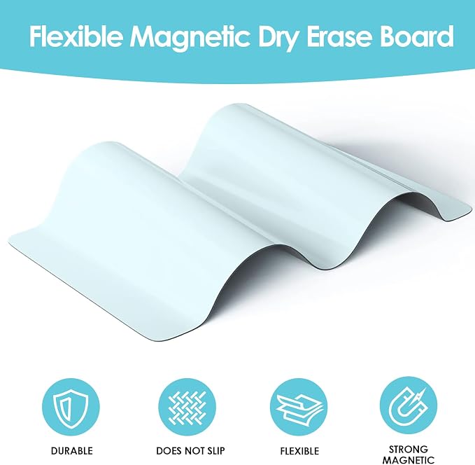 MaxGear Magnetic Blue Whiteboard for Fridge, 12 x 8 Inch, Markers Included