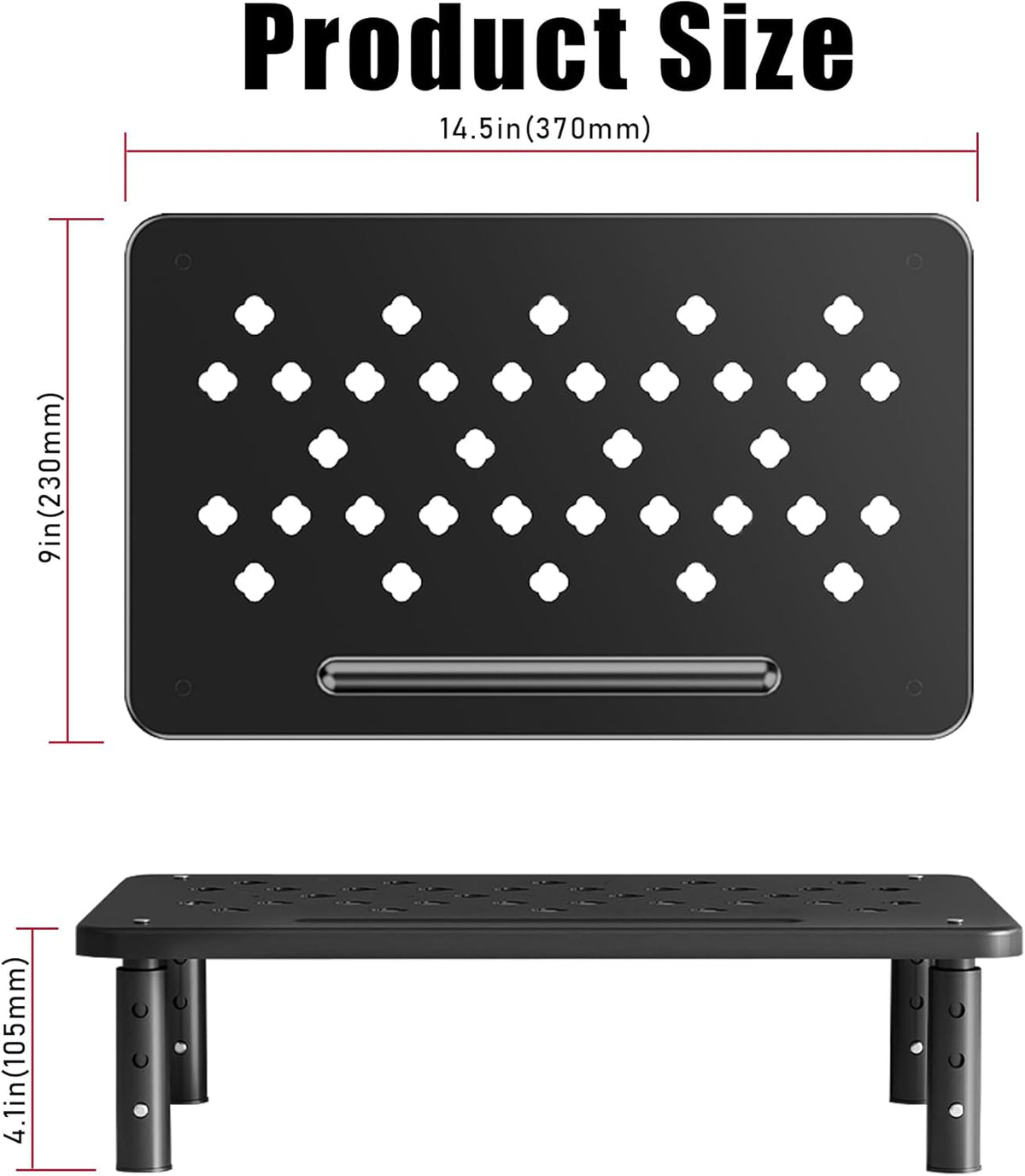 Computer Monitor Stand for Desk,Laptop Stand,Printer Stand,Adjustable and Stackable Height Increasing Storage Rack Suitable for Office, Home, and School Supplies,Black