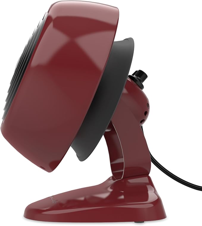 Vornado VFAN™ Mini Classic Vintage Metal Desk Fan, 2-Speed, Adjustable Tilt, Personal Air Circulator for Bedroom, Office, Dorm Room, Portable Quiet, Claret