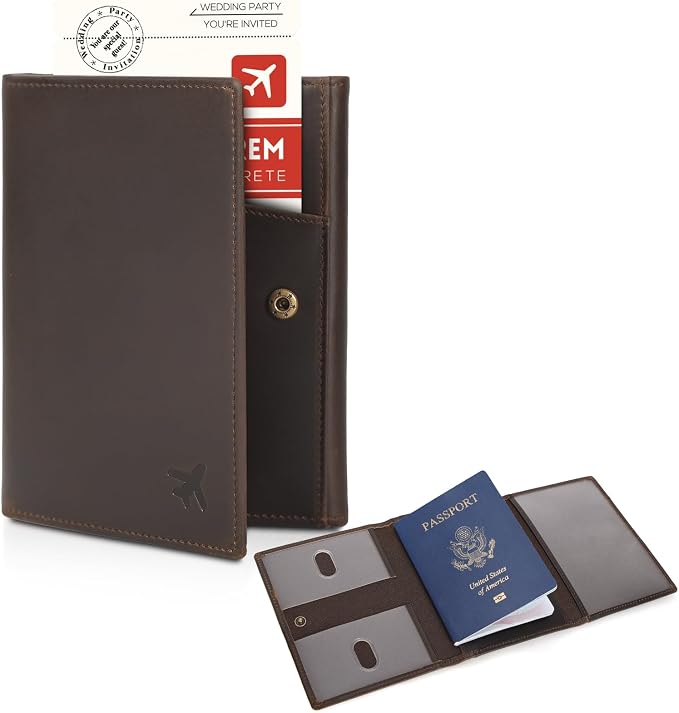 Polare Full Grain Leather Pilot Wallet Passport Holder RFID Blocking Tri-fold Travel Cover Document Organizer for Aviation Professionals