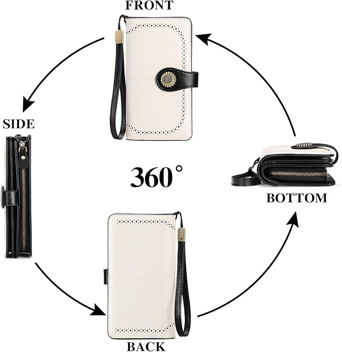 SENDEFN Wallets for Women Leather Credit Card Holder with RFID Blocking Large Capacity Wristlet | with RFID Blocking