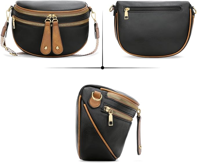 KKXIU Crossbody Bags for Women Vegan Leather Travel Bum Bag | Trendy Fanny Waist Pack | Shoulder Purse with Adjustable Strap