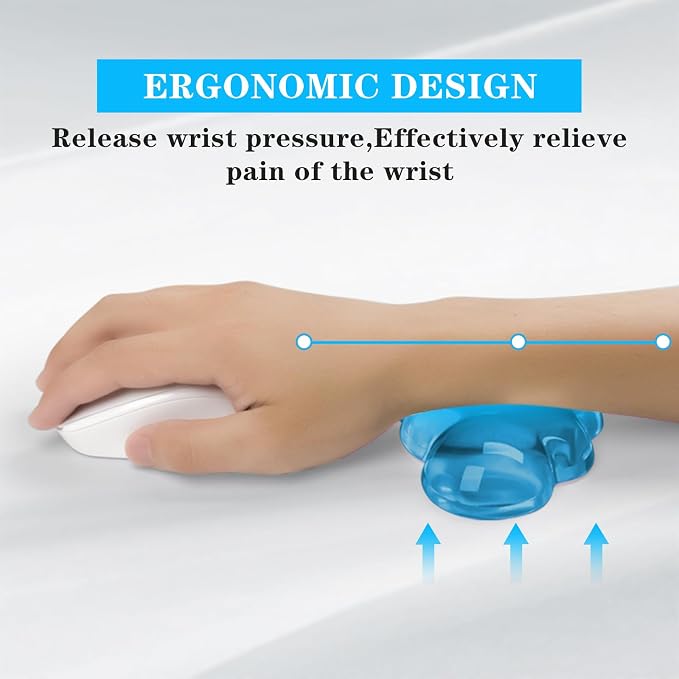 Gel Cloud Mouse Wrist Rest, Cute Wrist Support and Arm Support for Mouse Rest Typing Pain Relief，Suitable for Office/Computer/Laptop/Gaming (Transparent Blue)