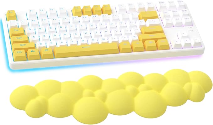 Gaming Keyboard Wrist Rest Pad,Memory Foam Keyboard Palm Rest, Ergonomic Hand Rest,Wrist Rest for Computer Keyboard,Laptop,Mac,Lightweight for Easy Typing Pain Relief (Yellow)
