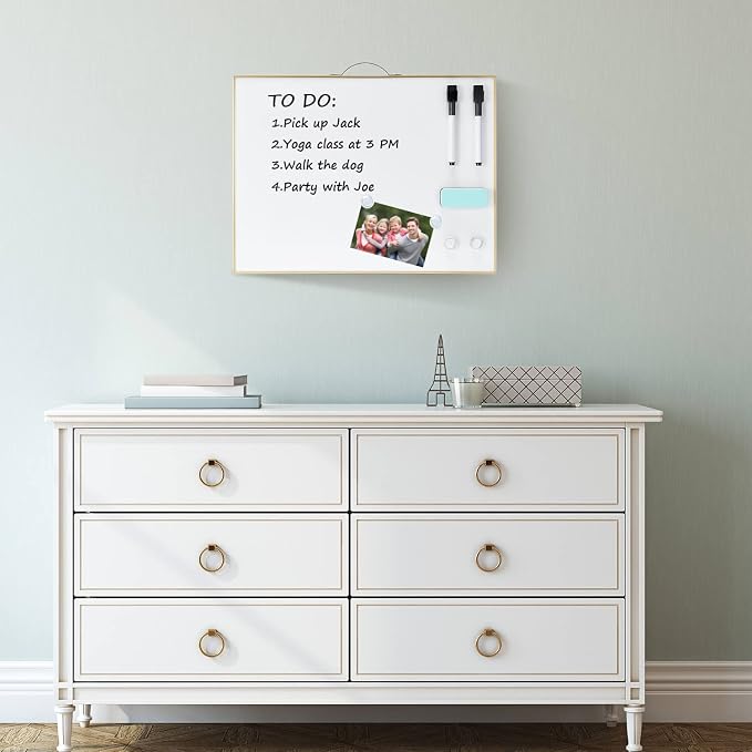 Small Dry-Erase White-Board - 12 X 16 Inches Portable Aluminum Frame Mini Hanging Whiteboard with Handle, to Do List Notepad for Office, Home, School
