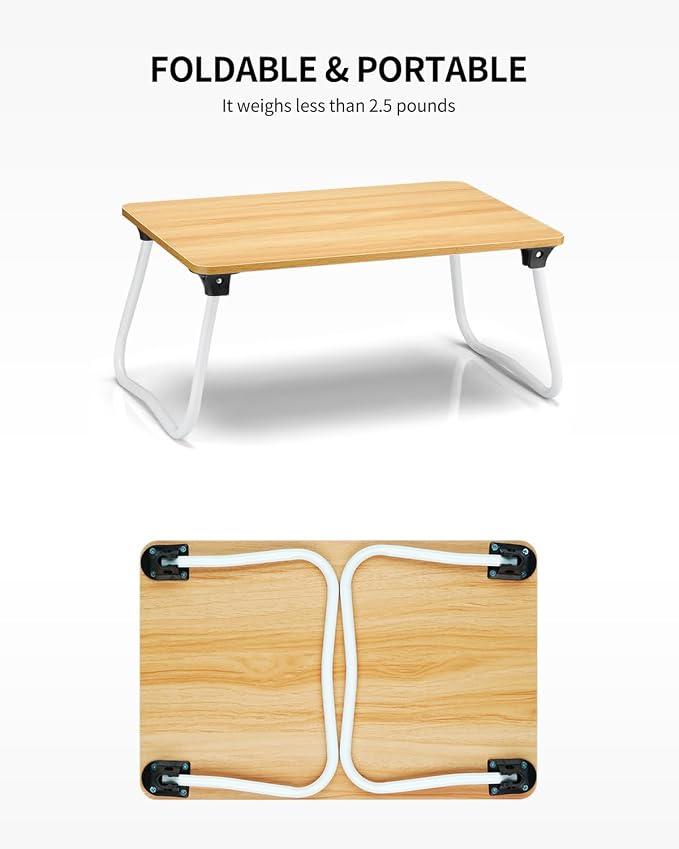 Ruxury Foldable Lap Desk Laptop Stand Bed Desk Table Tray, Breakfast Serving Tray, Portable & Lightweight Mini Table, Lap Tablet Desk for Sofa Couch Floor - Wood