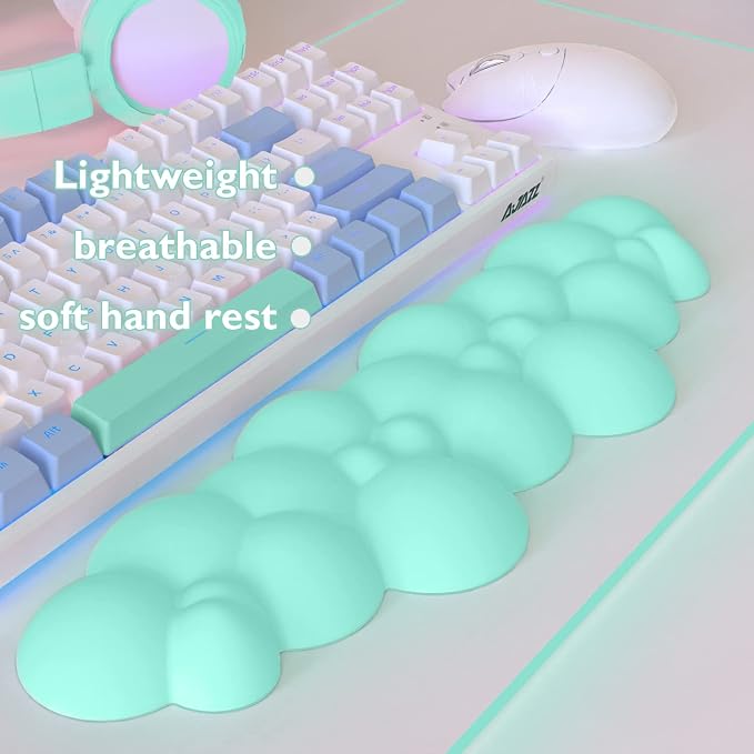 Gaming Keyboard Wrist Rest Pad,Memory Foam Keyboard Palm Rest, Ergonomic Hand Rest,Wrist Rest for Computer Keyboard,Laptop,Mac,Lightweight for Easy Typing Pain Relief (Cyan-Blue)