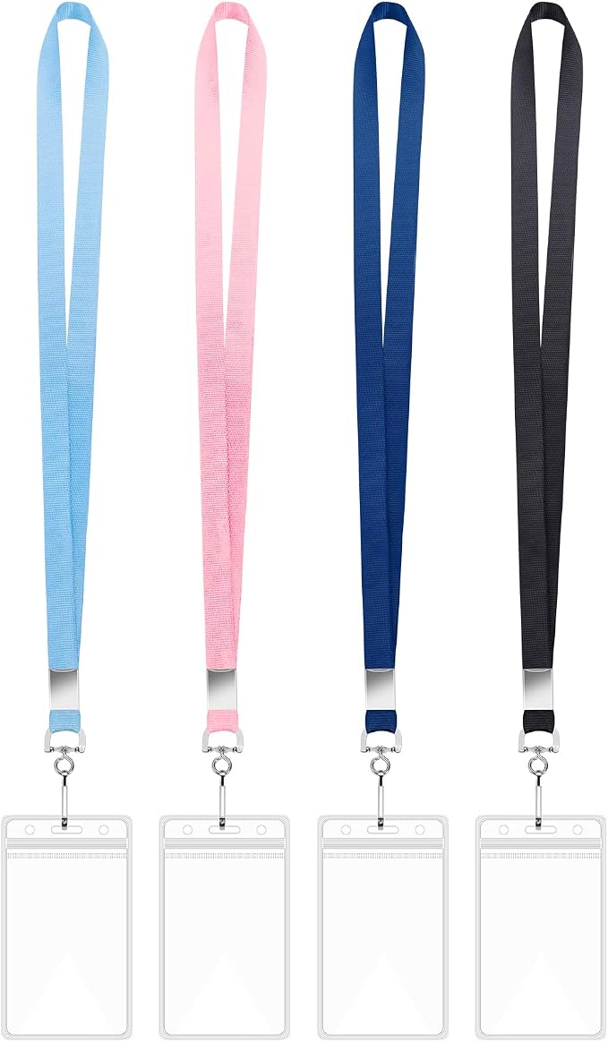 4 Pack Cruise Lanyard with ID Card Holder, Durable Lanyard with Waterproof ID Badge Holder Cruise Lanyards for Badges Ship Cards Carnival Sail Keys (4 Colors)