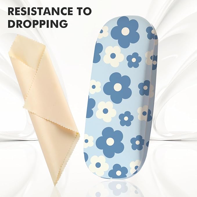 Glasses Case Hard Shell,Portable Protective Eyeglasses Case, Eyeglass Holder Box with Cleaning Cloth, for men women