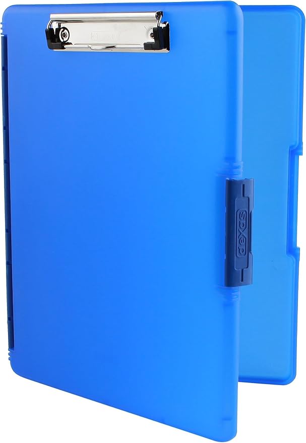 Dexas Slimcase 2 Plastic Clipboard with Storage & Side Opening, Royal Blue, Office Supplies Clipboards to Organize, Carry & Store, A4 Holder, Style and Functionality Nursing Clipboard (Pack of 6)