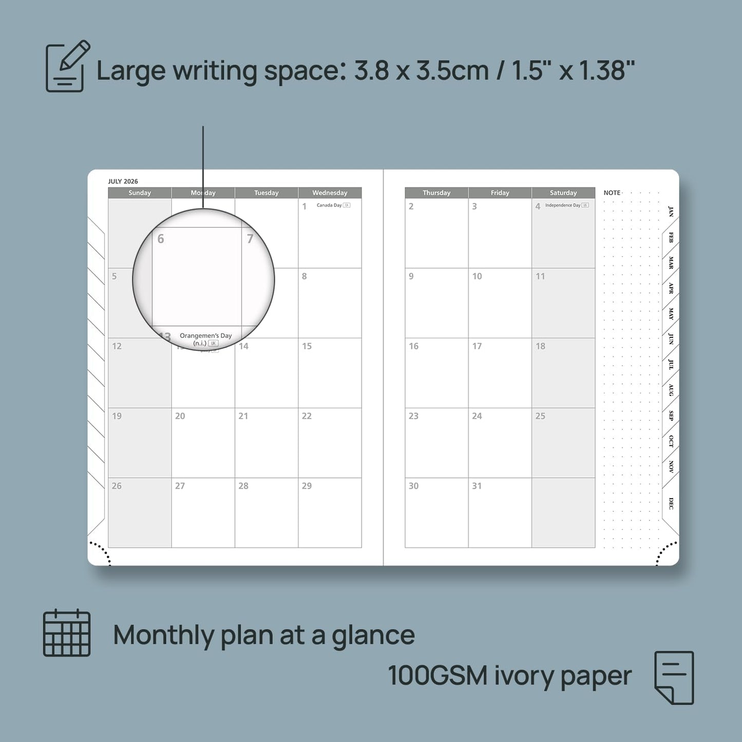 POPRUN Weekly Planner 2026 (Medium 6.5" x 8.5") Calendar 12 Months Notebook with Horizontal Layout, Leather Soft Cover, Monthly Tabs, Inner Pocket, 100GSM Thick Paper, Pen Holder - Claret